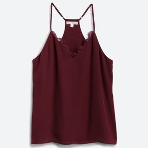 Nine Britton Marina Lace Detail Cami in Burgundy
